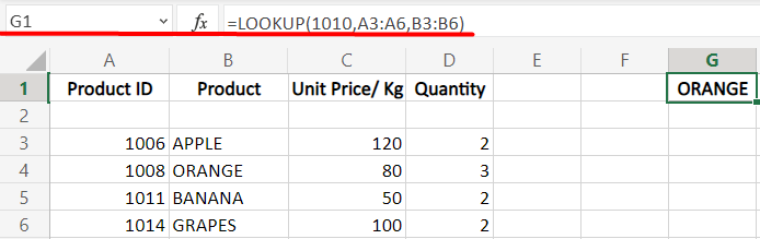 selecting values to LOOKUP