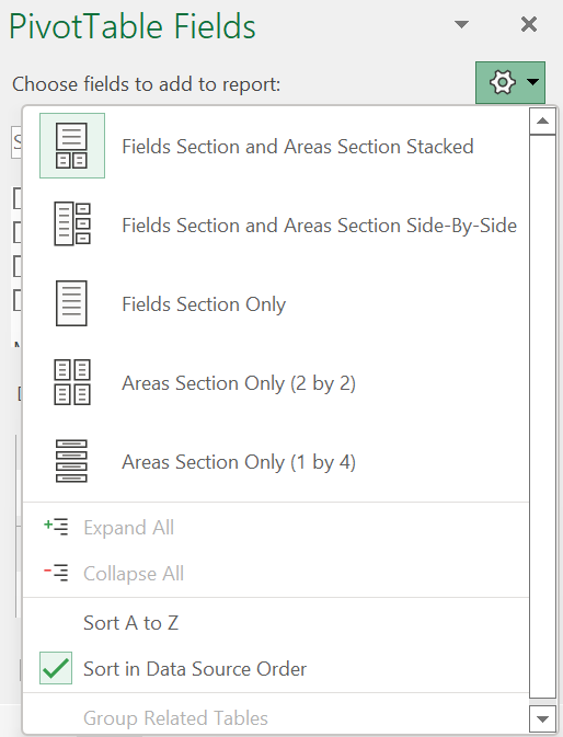 Field section PivotTable