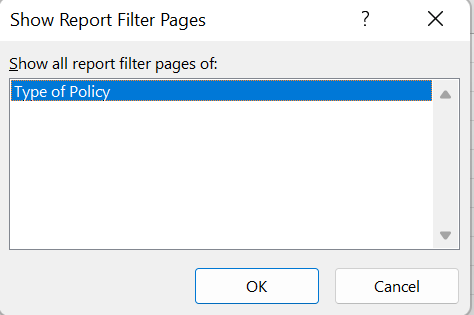 Pivot table show report filter pages