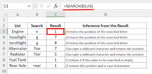 search excel function